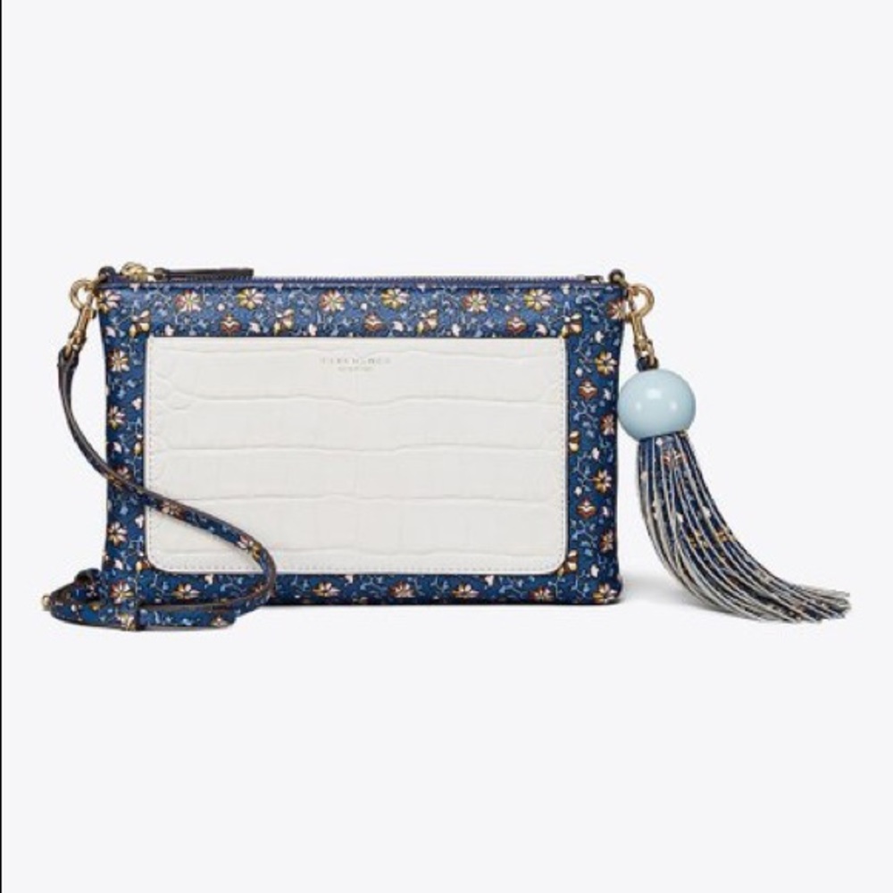 💐NWOT‼️Tory Burch Wild Blue Pansy Crossbody‼️